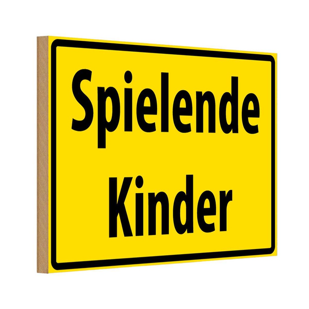 [LA-111661-1812-H] Holzschild 12x18 cm Spielende Kinder Kids Teens