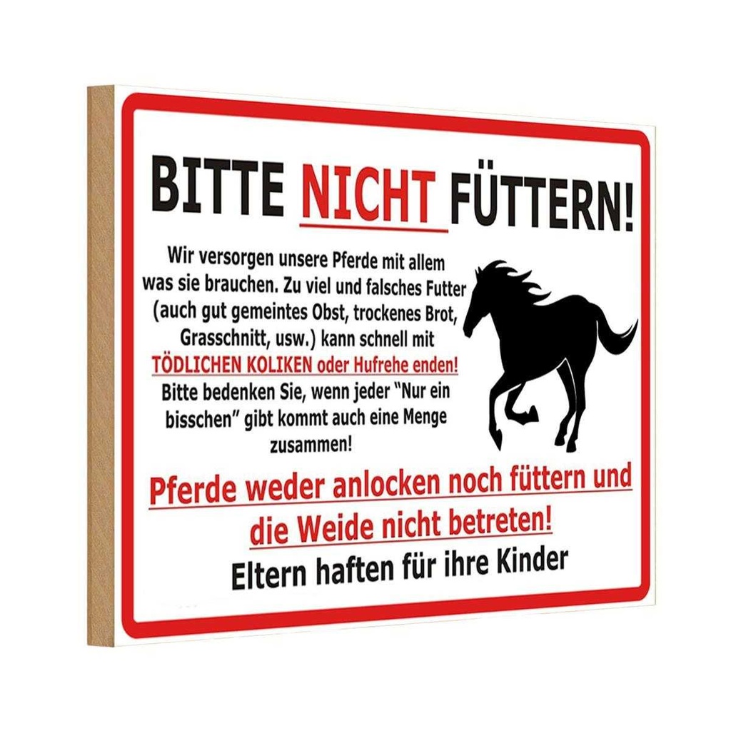 [LA-111665-1812-H] Holzschild 12x18 cm Pferd Bitte nicht füttern Tier Haustier
