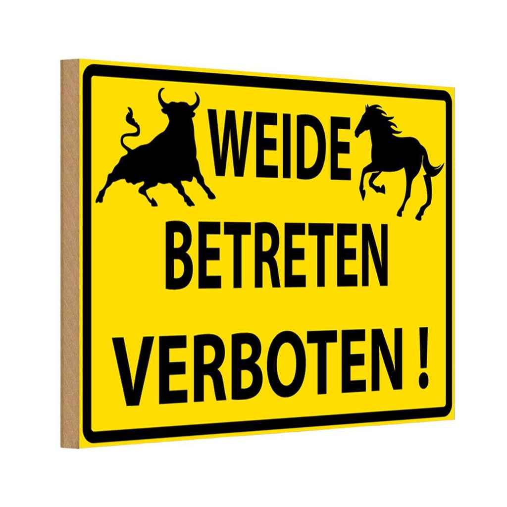 [LA-111667-1812-H] Holzschild 12x18 cm Weide Betreten verboten Warnschild Hinweisschild