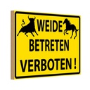 Holzschild 12x18 cm Weide Betreten verboten Warnschild Hinweisschild