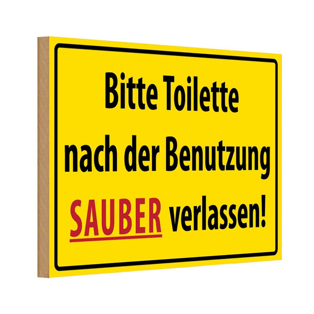 [LA-111671-1812-H] Holzschild 12x18 cm Toilette nach Benutzung Warnschild Hinweisschild