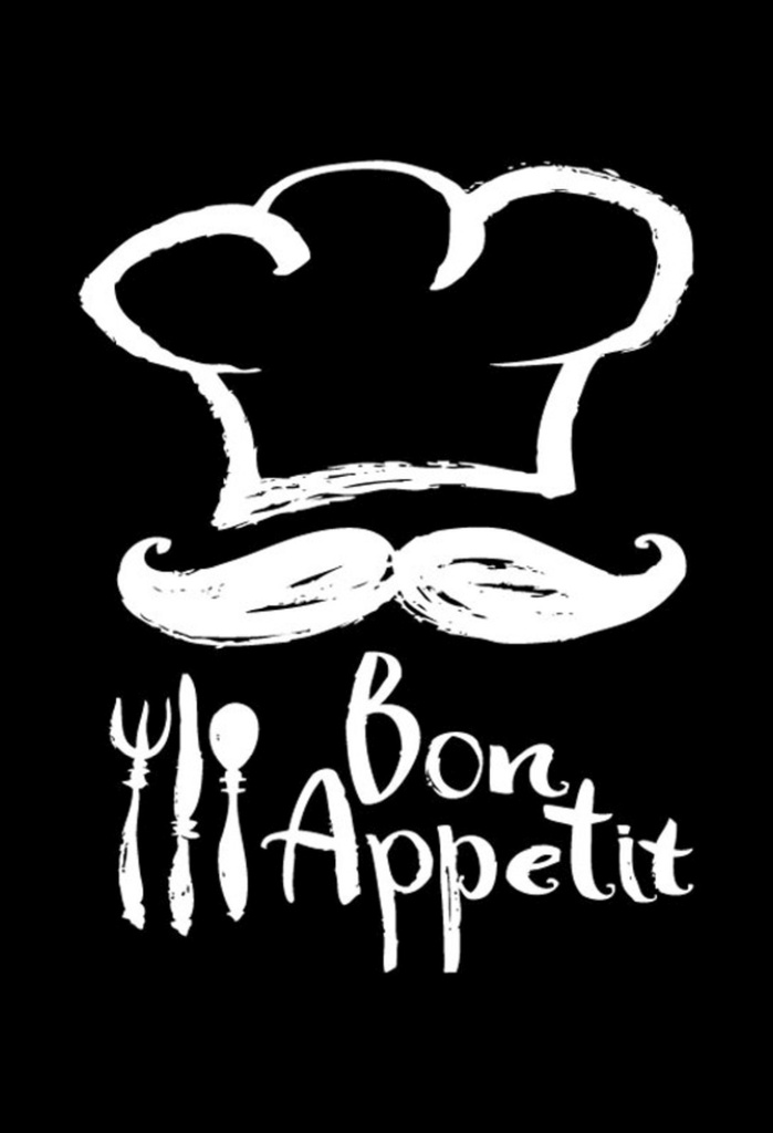 [LA-111673-1812-H] Holzschild 18x12 cm Essen Bon Appetit Restaurant s/w Trinken