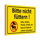 Holzschild 12x18 cm Bitte nicht füttern Warnschild Hinweisschild