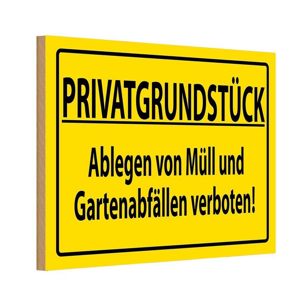 [LA-111691-1812-H] Holzschild 12x18 cm PRIVATGRUNDSTÜCK abl. von Müll verboten Warnschild Hinweisschild