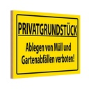 Holzschild 12x18 cm PRIVATGRUNDSTÜCK abl. von Müll verboten Warnschild Hinweisschild