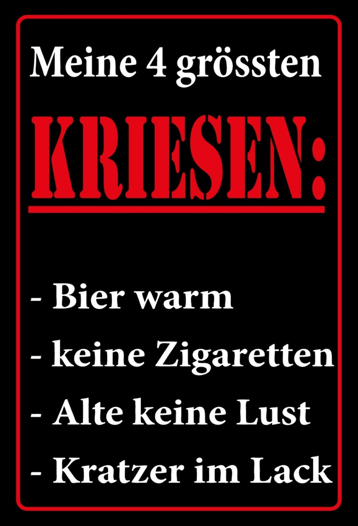 [LA-111693-1812-H] Holzschild 18x12 cm Meine 4 grössten Kriesen Dekoration