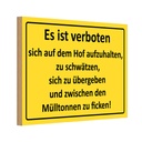Holzschild 12x18 cm Es Ist verboten auf dem Hof Warnschild Hinweisschild