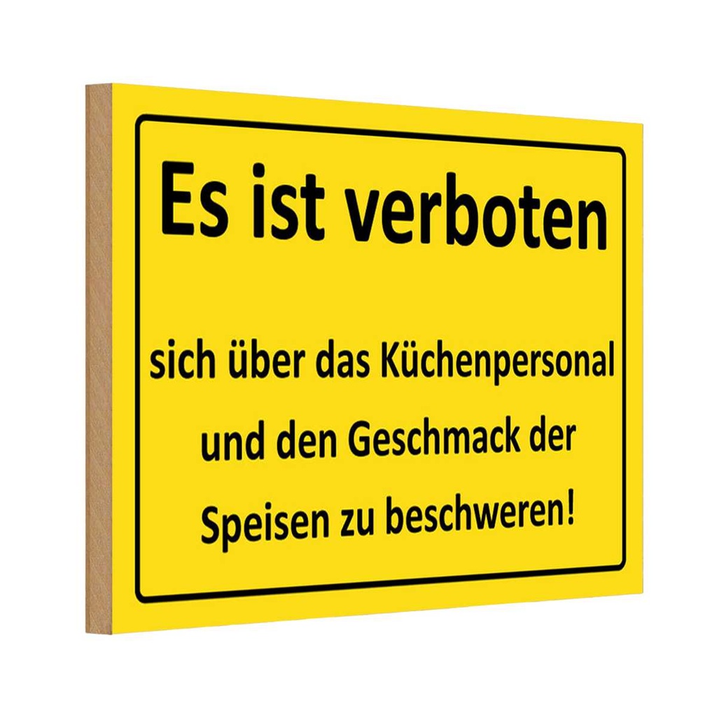 [LA-111715-1812-H] Holzschild 12x18 cm Verboten über Küchenpersonal Warnschild Hinweisschild