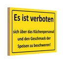 Holzschild 12x18 cm Verboten über Küchenpersonal Warnschild Hinweisschild