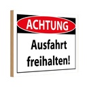 Holzschild 12x18 cm Achtung Ausfahrt freihalten Warnschild Hinweisschild