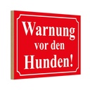 Holzschild 12x18 cm Warnung vor den Hunden rot Warnschild Hinweisschild