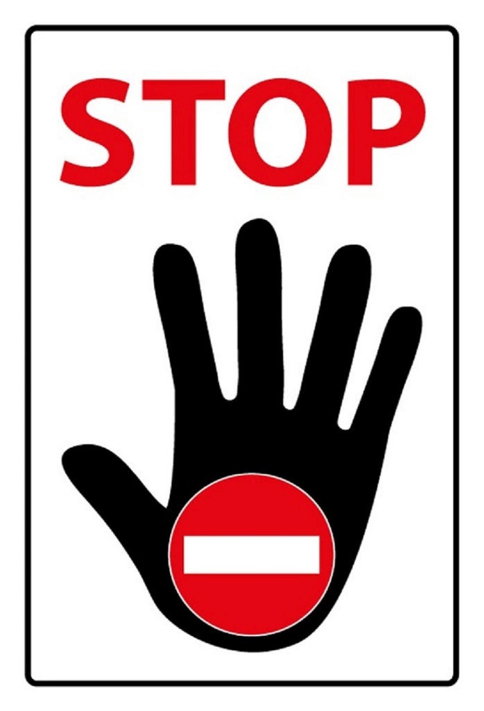 [LA-111734-1812-H] Holzschild 18x12 cm Stop Hand s/w/r Warnschild Hinweisschild