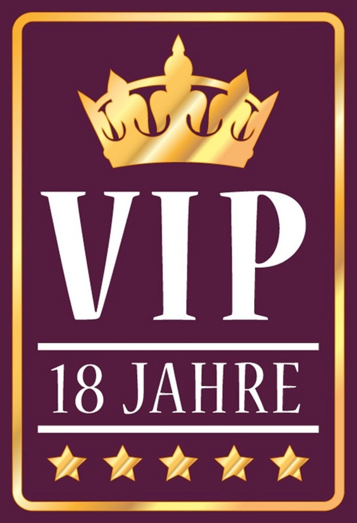 [LA-111740-1812-H] Holzschild 18x12 cm VIP 18 Jahre lila/weiß Geburtstag Feiern Party