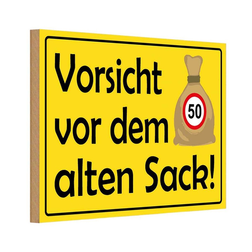 [LA-111745-1812-H] Holzschild 12x18 cm Vorsicht vor dem alten Sack 50 Warnschild Hinweisschild