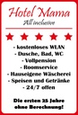 Holzschild 18x12 cm Hotel Mama weiß-rotes Männer Frauen