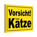 Holzschild 12x18 cm Vorsicht Kampf Katze Tier Haustier