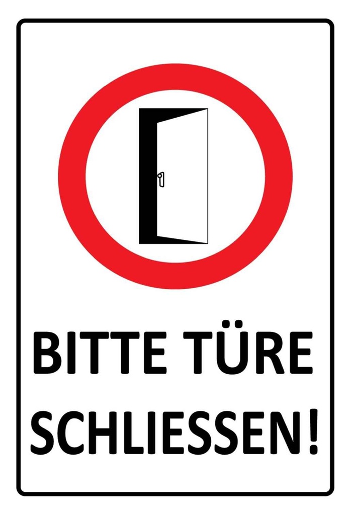 [LA-111771-1812-H] Holzschild 18x12 cm Bitte Türe schließen Warnschild Hinweisschild