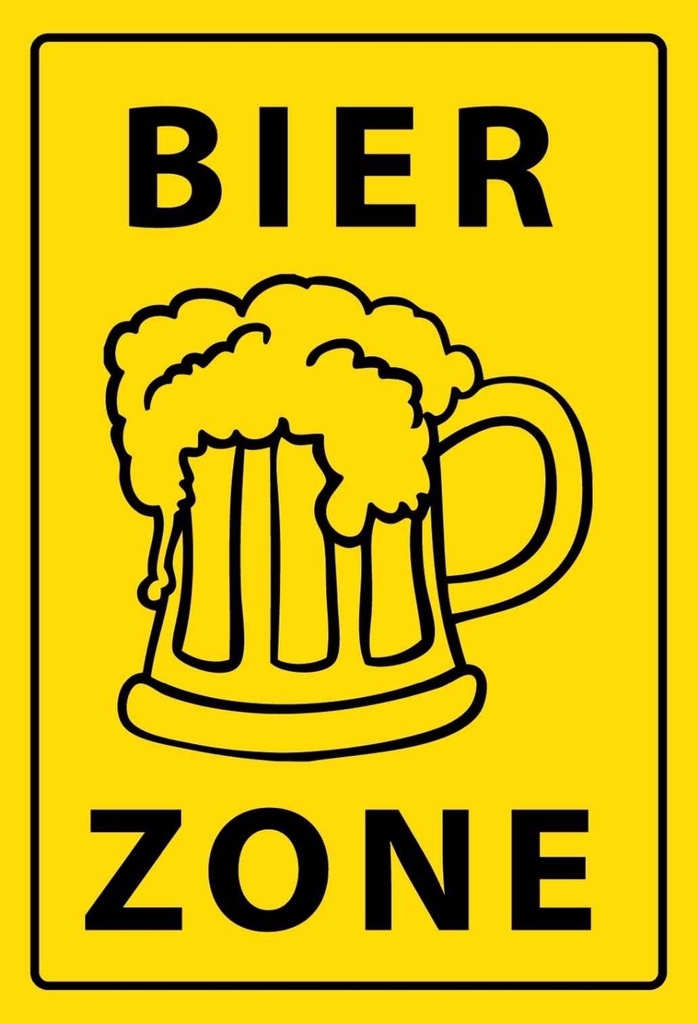 [LA-111775-1812-H] Holzschild 18x12 cm Bier Zone gelbes Essen Trinken