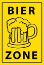 Holzschild 18x12 cm Bier Zone gelbes Essen Trinken