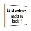 Holzschild 12x18 cm Verboten nackt zu baden Warnschild Hinweisschild
