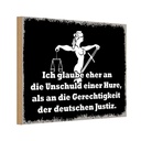 Holzschild 12x18 cm Glaube eher an Unschuld einer Hure Spruch Zitat