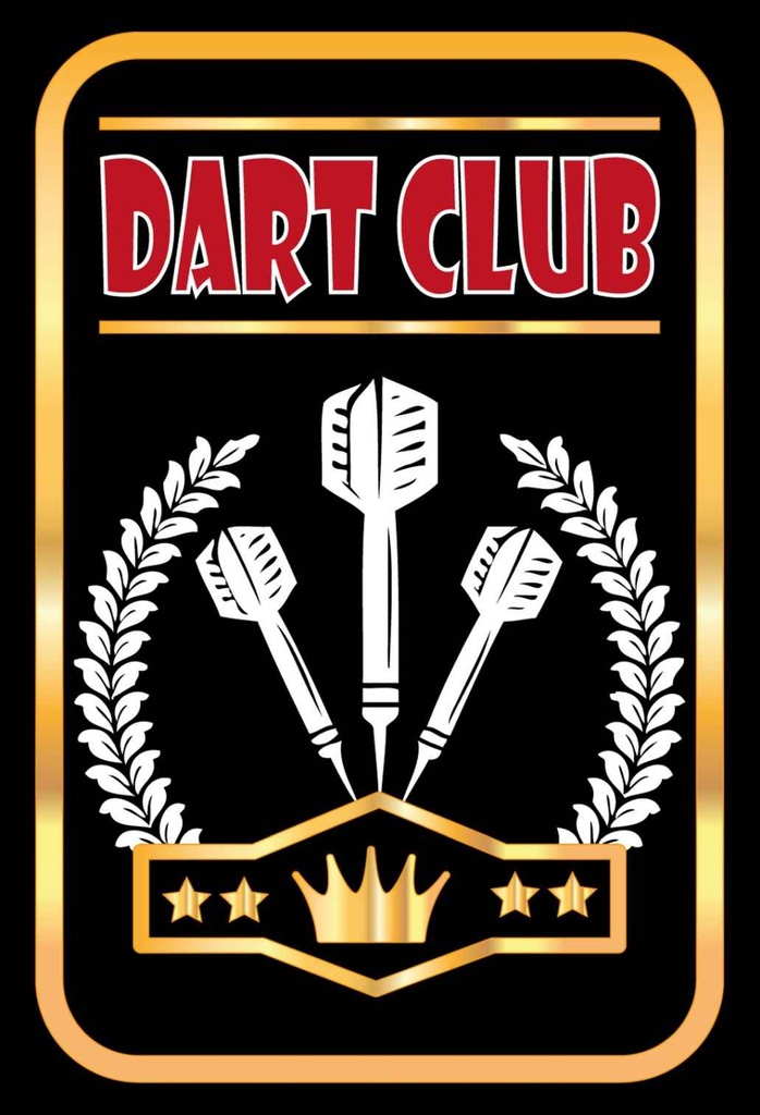 [LA-111783-1812-H] Holzschild 18x12 cm Dart Club schwarzes Sport Hobby