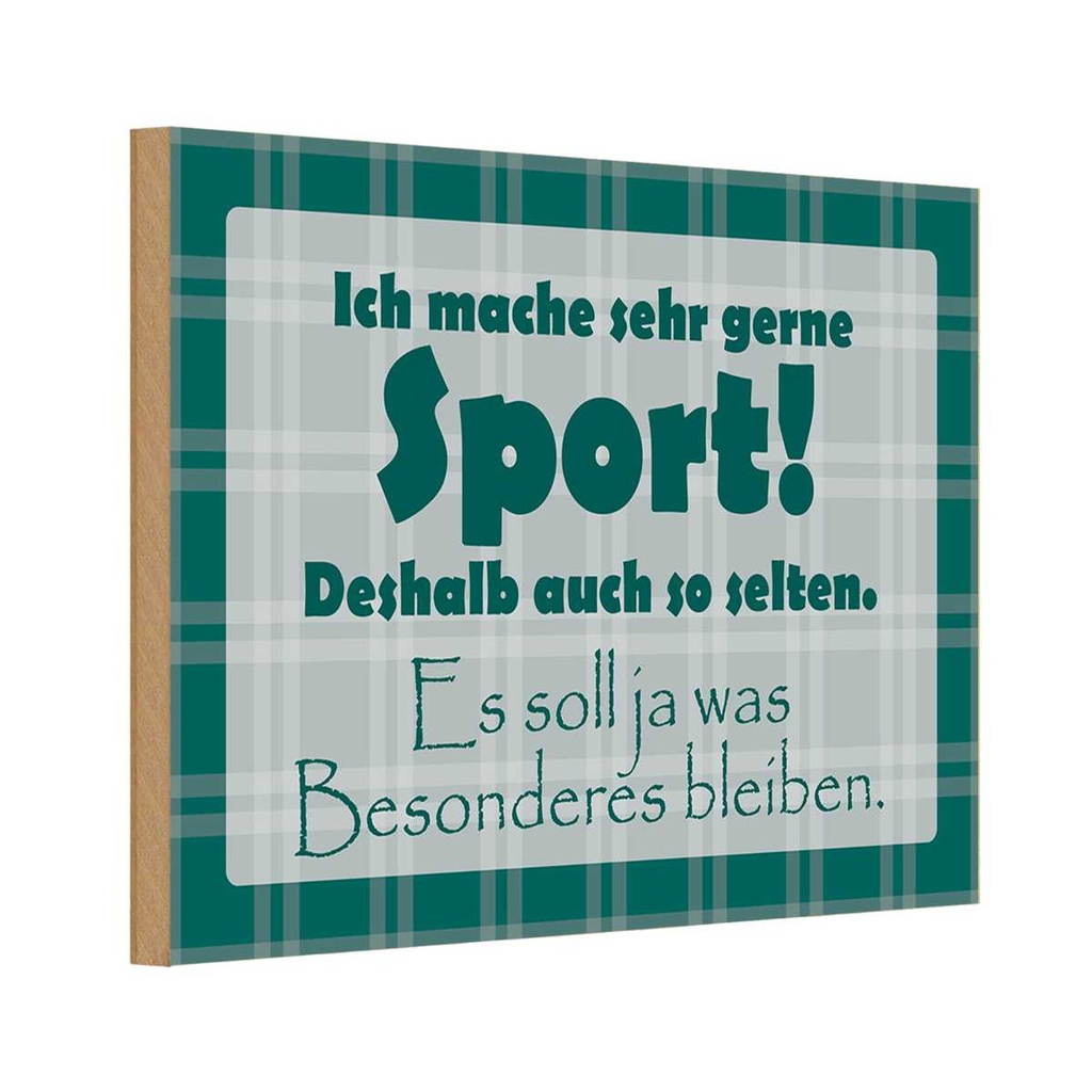 [LA-111800-1812-H] Holzschild 12x18 cm Ich mache gerne Sport Hobby