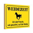 Holzschild 12x18 cm Weidenzeit Pferd Tier Haustier