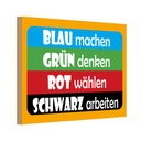 Holzschild 12x18 cm Blau machen- grün denken Dekoration