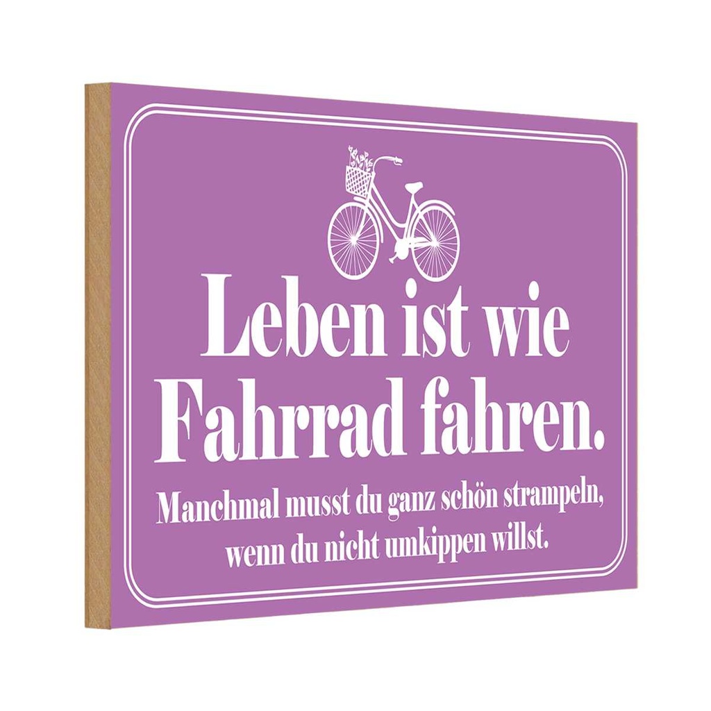 [LA-111825-1812-H] Holzschild 12x18 cm Leben ist wie Fahrrad fahren Dekoration
