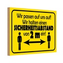 Holzschild 12x18 cm Sicherheitsabstand 2m Warnschild Hinweisschild