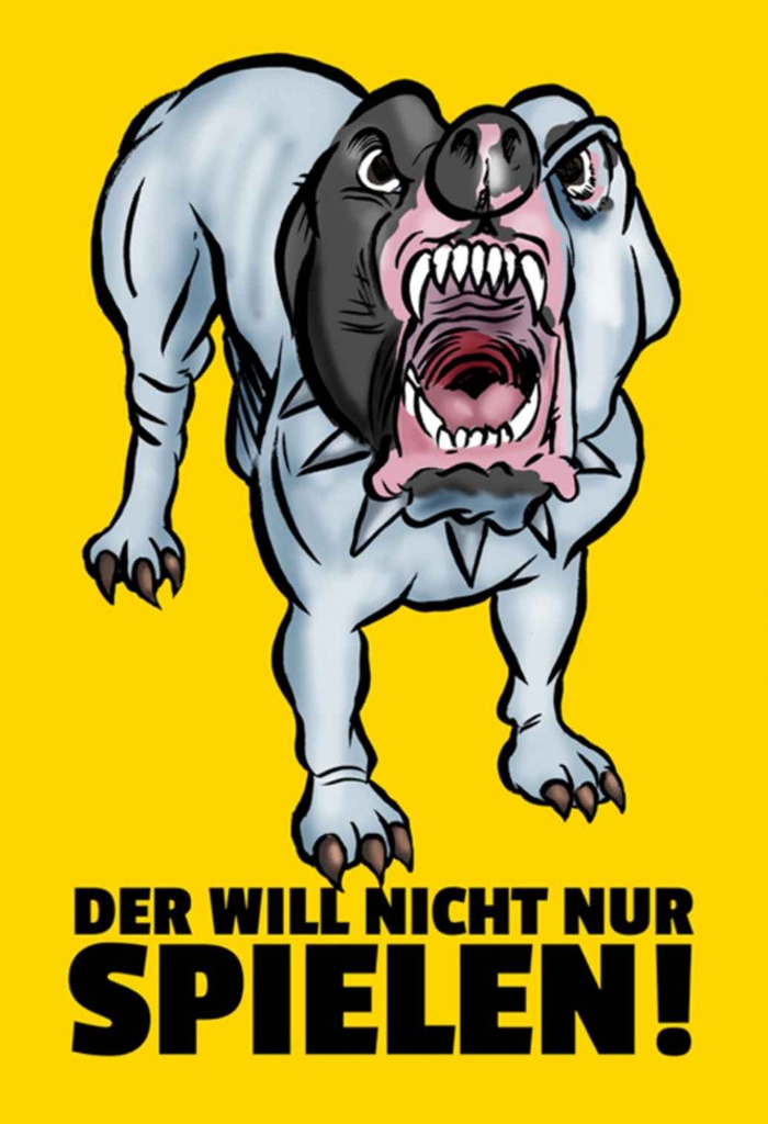 [LA-111849-1812-H] Holzschild 18x12 cm Der will nicht nur spielen Hund Tier Haustier