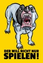 Holzschild 18x12 cm Der will nicht nur spielen Hund Tier Haustier
