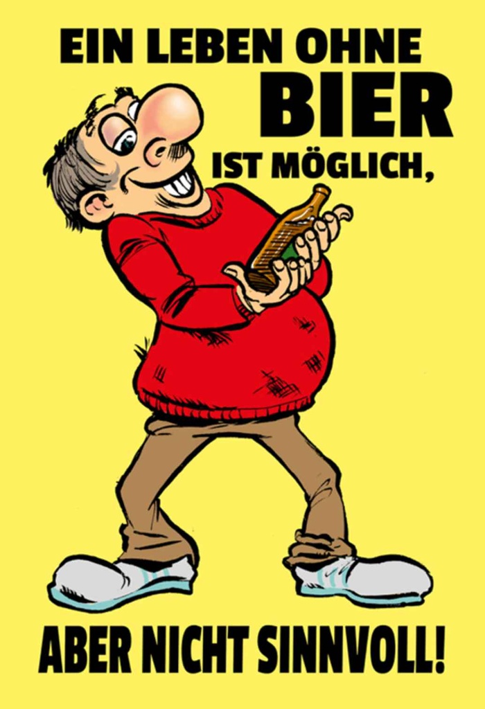 [LA-111851-1812-H] Holzschild 18x12 cm Alkohol Leben ohne Bier ist möglich aber