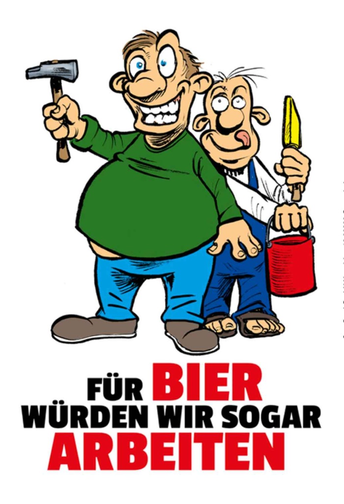 [LA-111852-1812-H] Holzschild 18x12 cm Für Bier würden wir sogar arbeiten Spruch Zitat