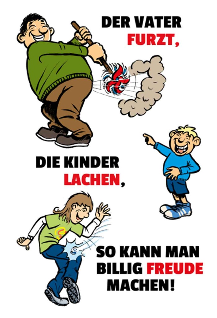 [LA-111860-1812-H] Holzschild 18x12 cm Vater furzt Kinder lachen Familie Freunde