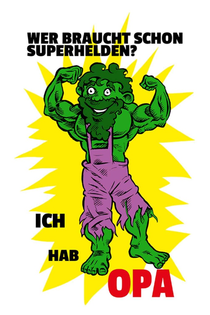 [LA-111931-1812-H] Holzschild 18x12 cm Wer braucht Superhelden Hab Opa Spruch Zitat