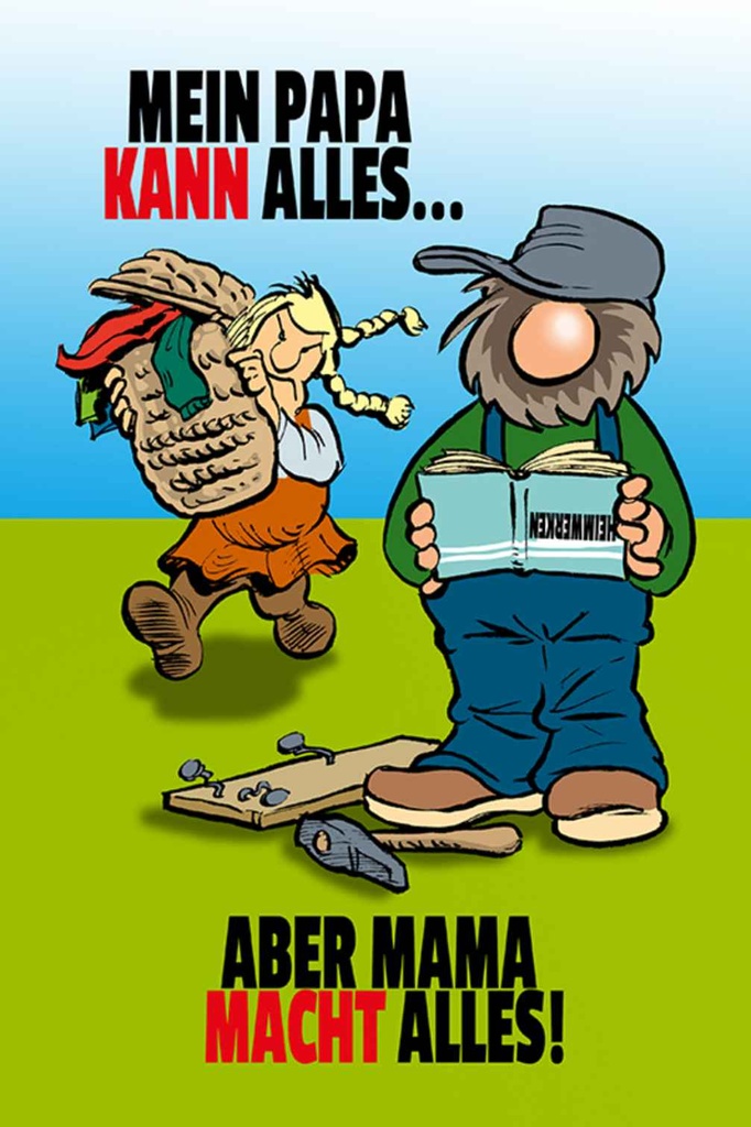 [LA-111936-1812-H] Holzschild 18x12 cm Papa kann alles aber Mama macht Familie Freunde