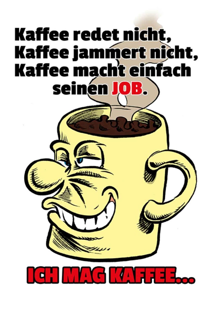 [LA-111940-1812-H] Holzschild 18x12 cm Kaffee redet nicht macht seinen Job Essen Trinken