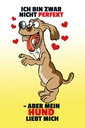 Holzschild 18x12 cm Nicht perfekt aber Hund liebt mich Schiild Spruch Zitat