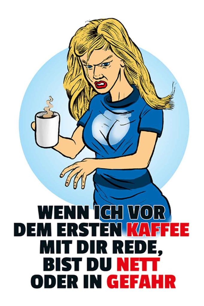 [LA-111952-1812-H] Holzschild 18x12 cm vor dem erstem Kaffee Essen Trinken