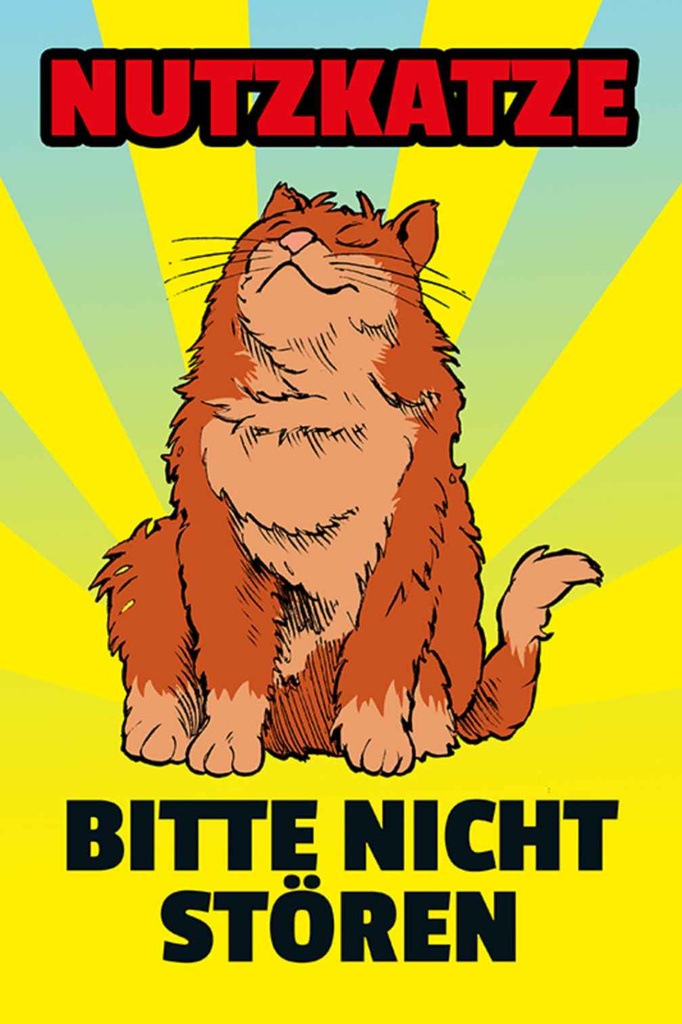 [LA-111974-1812-H] Holzschild 18x12 cm Nutzkatze bitte nicht stören Warnschild Hinweisschild