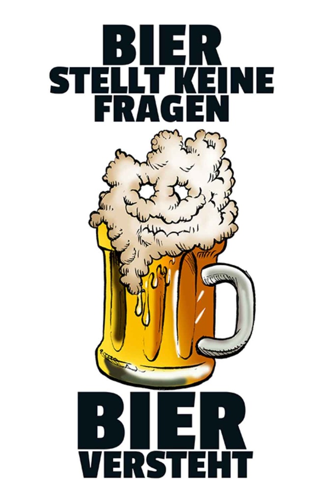 [LA-111980-1812-H] Holzschild 18x12 cm Alkohol Bier stellt keine Fragen