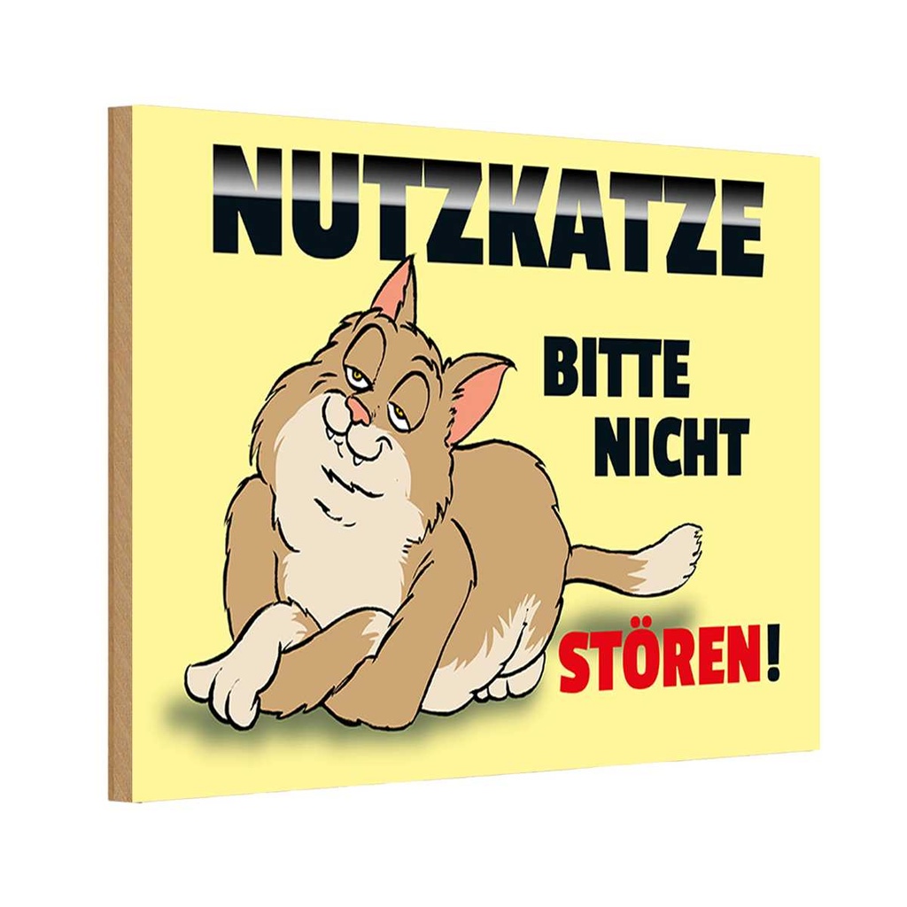 [LA-111986-1812-H] Holzschild 12x18 cm Nutzkatze bitte nicht stören Warnschild Hinweisschild