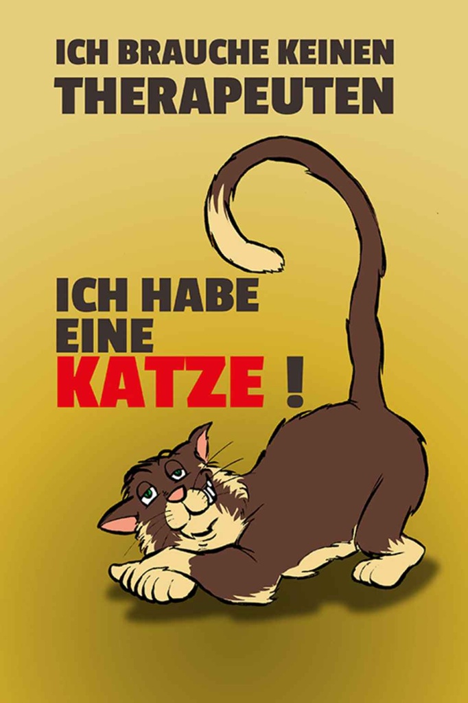 [LA-111989-1812-H] Holzschild 18x12 cm brauche keinen Therapeuten habe Katze Tier Haustier