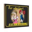 Holzschild 12x18 cm Pinup Bier oder Sport Entscheidung Pin Up