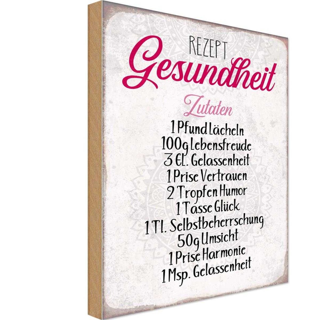 [LA-112899-1812-H] Holzschild 18x12 cm Rezept Gesundheit Zutaten England