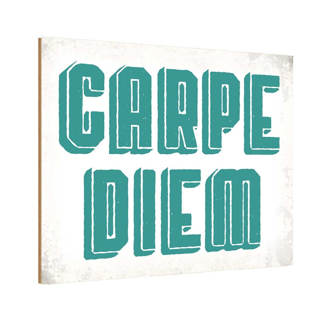 [LA-113449-1812-H] Holzschild 12x18 cm carpe diem nutze dein Tag Spruch Zitat
