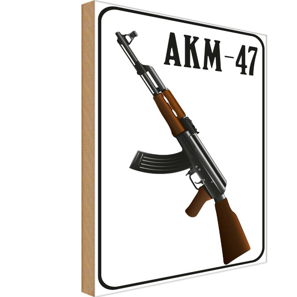 [LA-113509-1812-H] Holzschild 18x12 cm Gewehr Kalaschnikow AKM-47 Dekoration