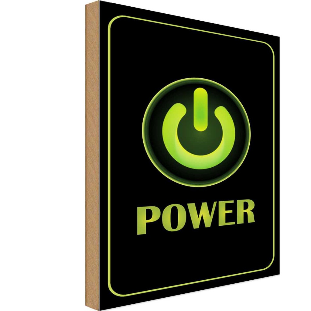 [LA-113551-1812-H] Holzschild 18x12 cm Power Taste Dekoration